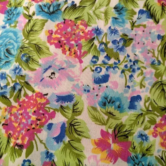 Buck & Buck House Dress Small Floral Pleated Zip Front Short Sleeve Granny - Picture 9 of 16